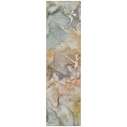 2' X 3' Gray and Gold Abstract Washable Non Skid Indoor Outdoor Area Rug HomeRoots