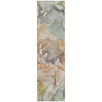 2' X 3' Gray and Gold Abstract Washable Non Skid Indoor Outdoor Area Rug HomeRoots