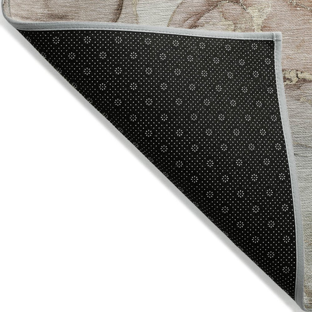 2' X 3' Gray and Gold Abstract Washable Non Skid Indoor Outdoor Area Rug — view 31