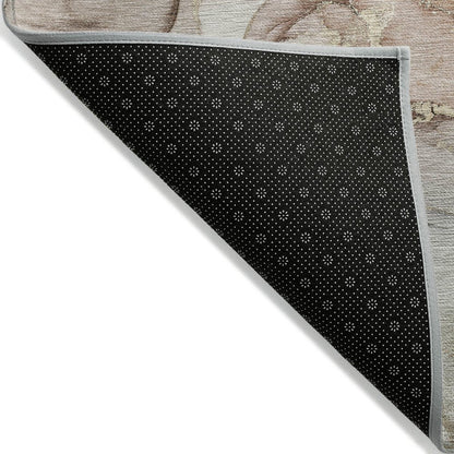 2' X 3' Gray and Gold Abstract Washable Non Skid Indoor Outdoor Area Rug HomeRoots