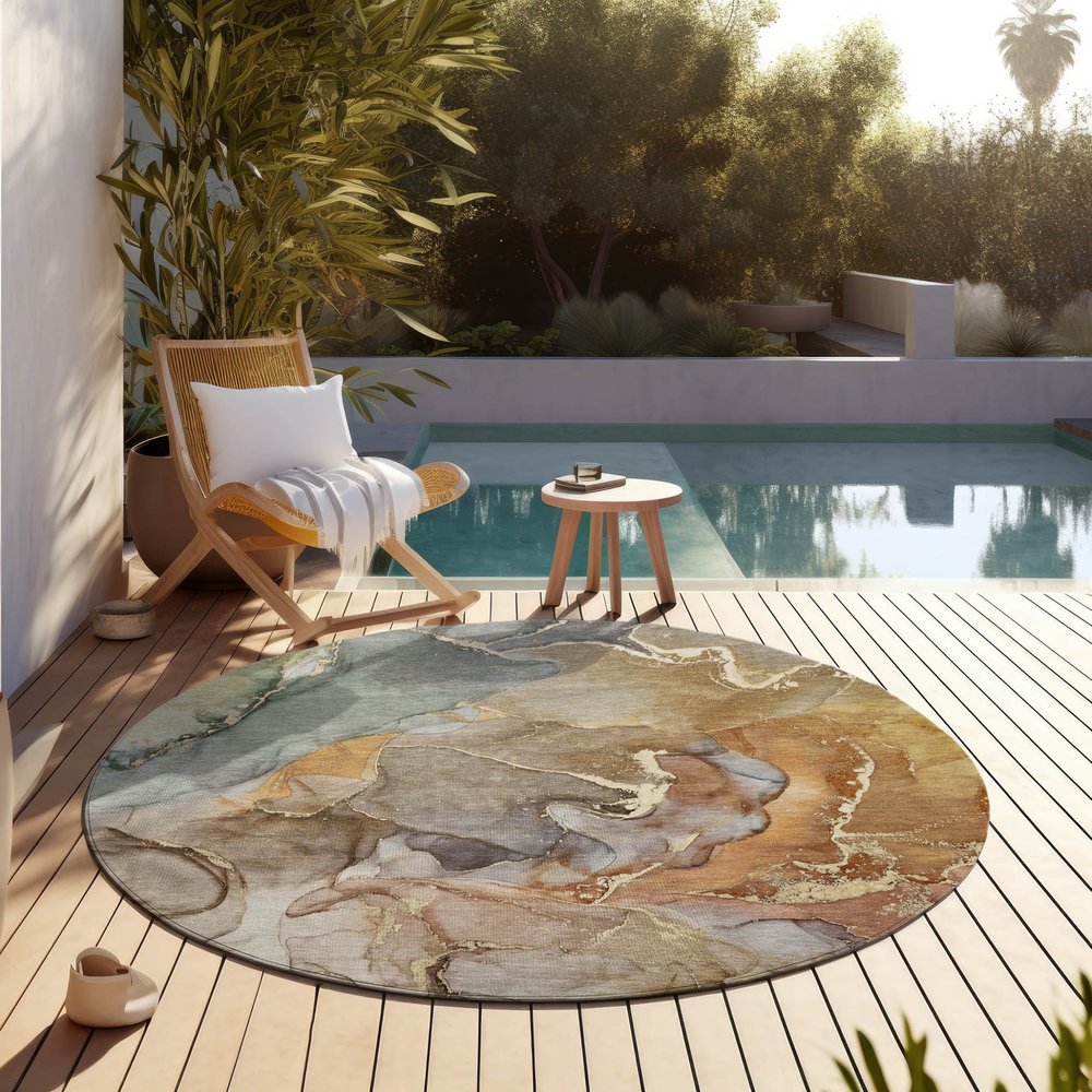 2' X 3' Gray and Gold Abstract Washable Non Skid Indoor Outdoor Area Rug — view 70