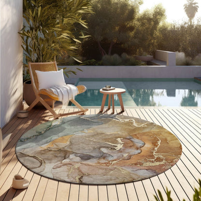 2' X 3' Gray and Gold Abstract Washable Non Skid Indoor Outdoor Area Rug HomeRoots