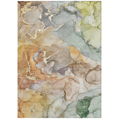 2' X 3' Gray and Gold Abstract Washable Non Skid Indoor Outdoor Area Rug HomeRoots