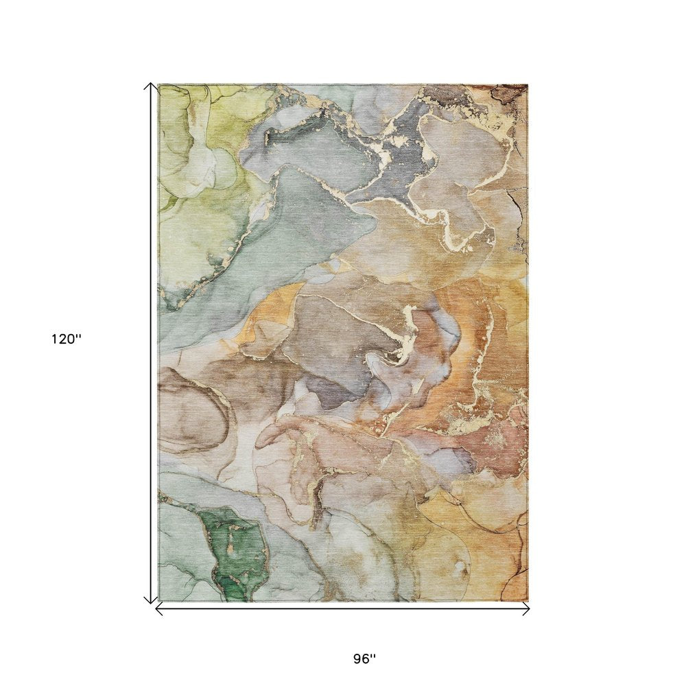 2' X 3' Gray and Gold Abstract Washable Non Skid Indoor Outdoor Area Rug — view 95
