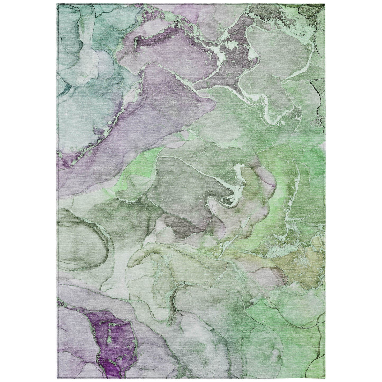 8' X 10' Green Abstract Washable Non Skid Indoor Outdoor Area Rug - 0" (L) x 120" (W) x 96" (H)