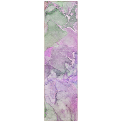 8' Runner Purple Abstract Washable Non Skid Indoor Outdoor Runner Rug - 0" (L) x 90" (W) x 27" (H)