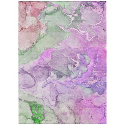 9' X 12' Purple Abstract Washable Non Skid Indoor Outdoor Area Rug - 0" (L) x 144" (W) x 108" (H)