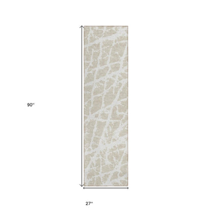 8' Runner Blue and White Abstract Washable Non Skid Indoor Outdoor Runner Rug HomeRoots