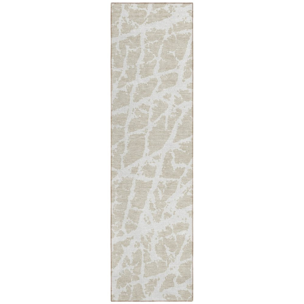 8' Runner Blue and White Abstract Washable Non Skid Indoor Outdoor Runner Rug — view 1