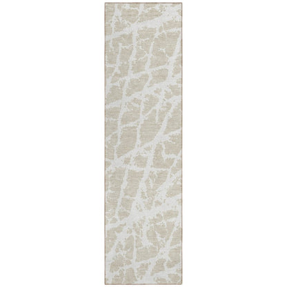 8' Runner Blue and White Abstract Washable Non Skid Indoor Outdoor Runner Rug HomeRoots