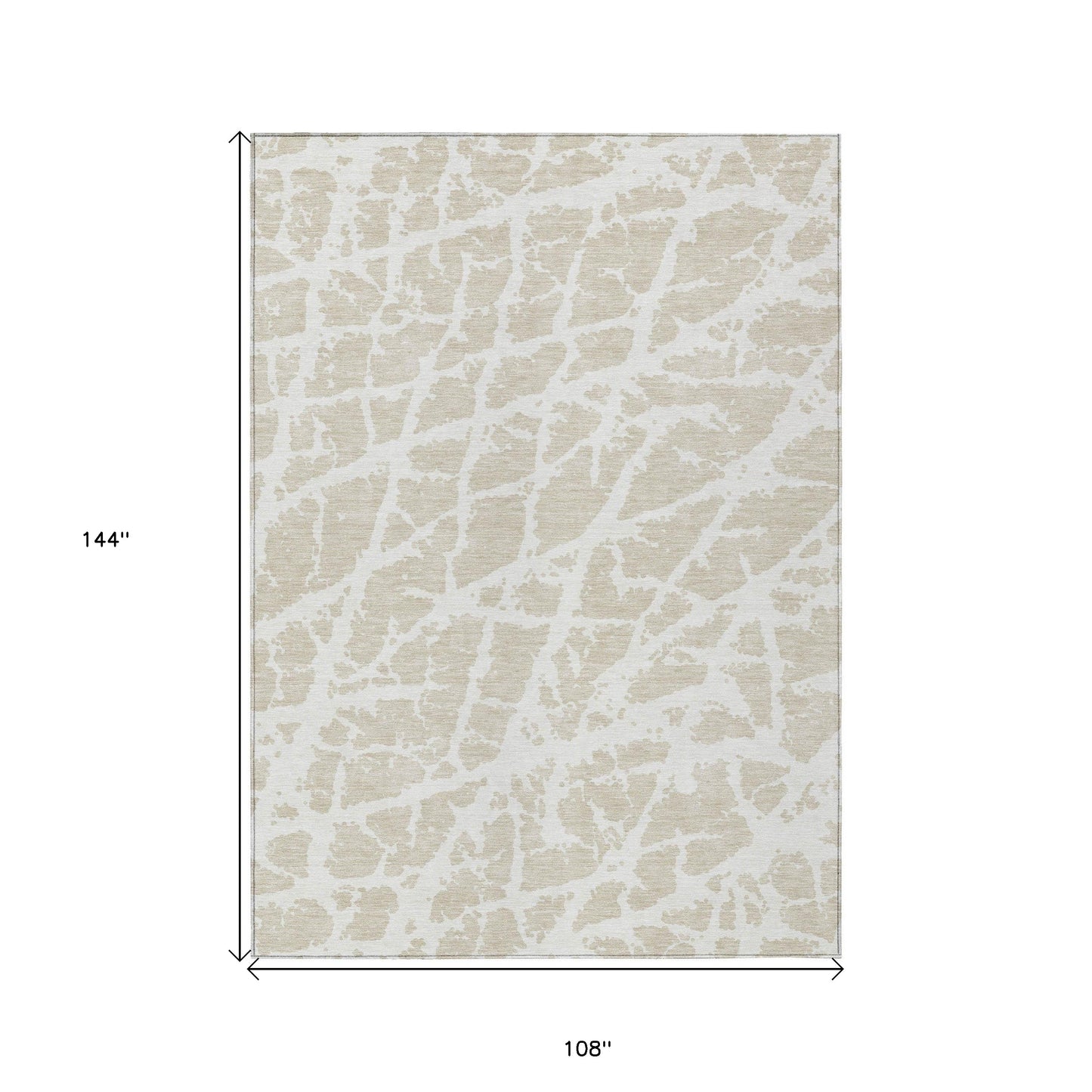 9' X 12' Beige and Ivory Abstract Washable Non Skid Indoor Outdoor Area Rug - 0" (L) x 144" (W) x 108" (H)