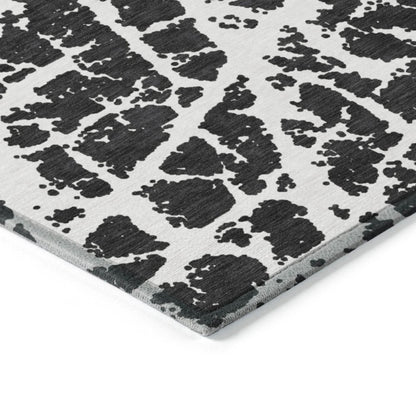 8' Runner Blue and White Abstract Washable Non Skid Indoor Outdoor Runner Rug HomeRoots