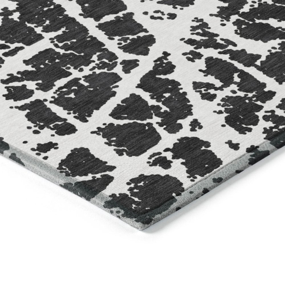 8' Runner Beige and Ivory Abstract Washable Non Skid Indoor Outdoor Runner Rug — view 10