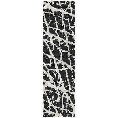 8' Runner Blue and White Abstract Washable Non Skid Indoor Outdoor Runner Rug HomeRoots