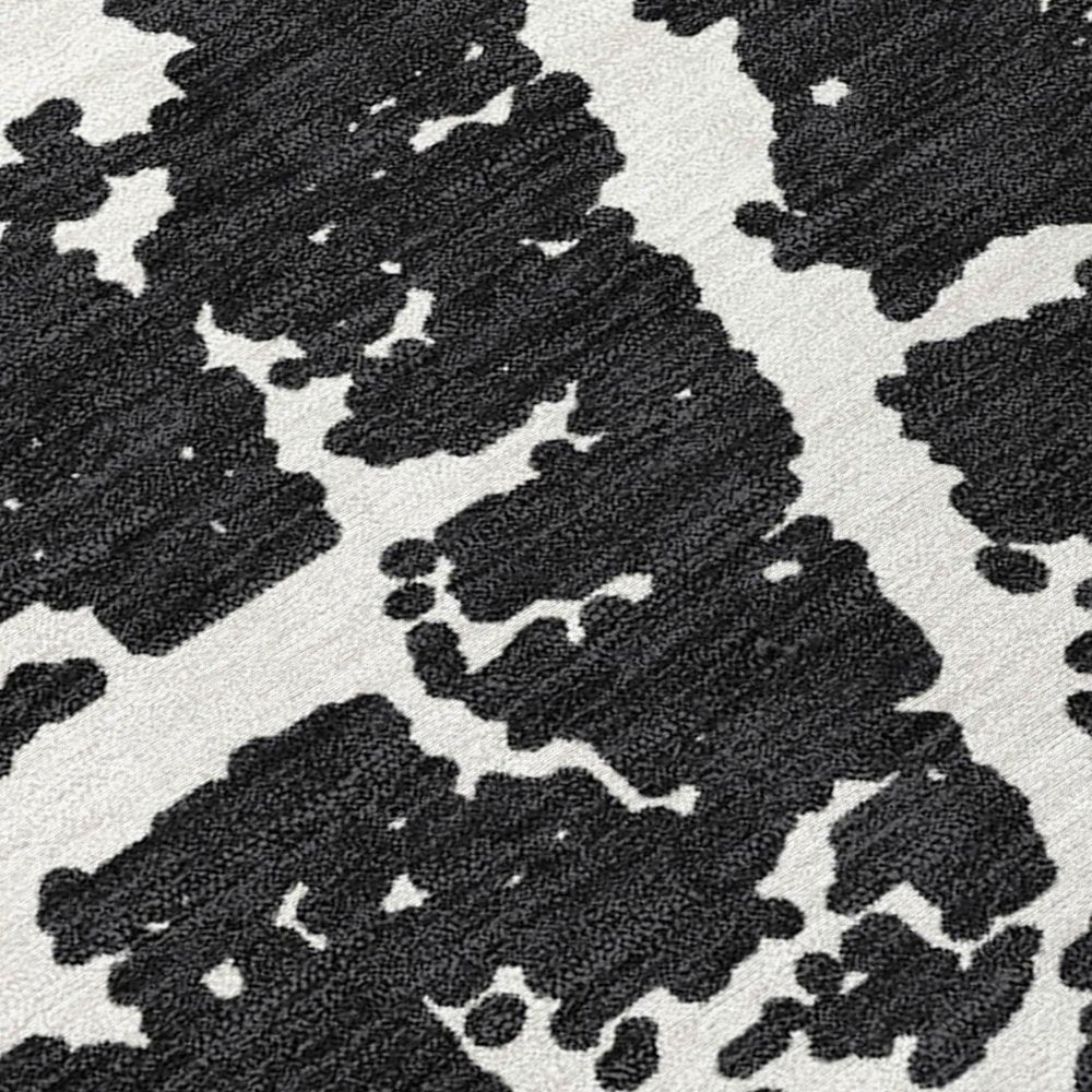 8' Runner Blue and White Abstract Washable Non Skid Indoor Outdoor Runner Rug HomeRoots