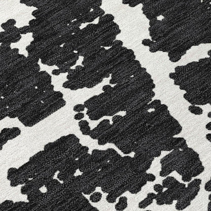8' Runner Beige and Ivory Abstract Washable Non Skid Indoor Outdoor Runner Rug
