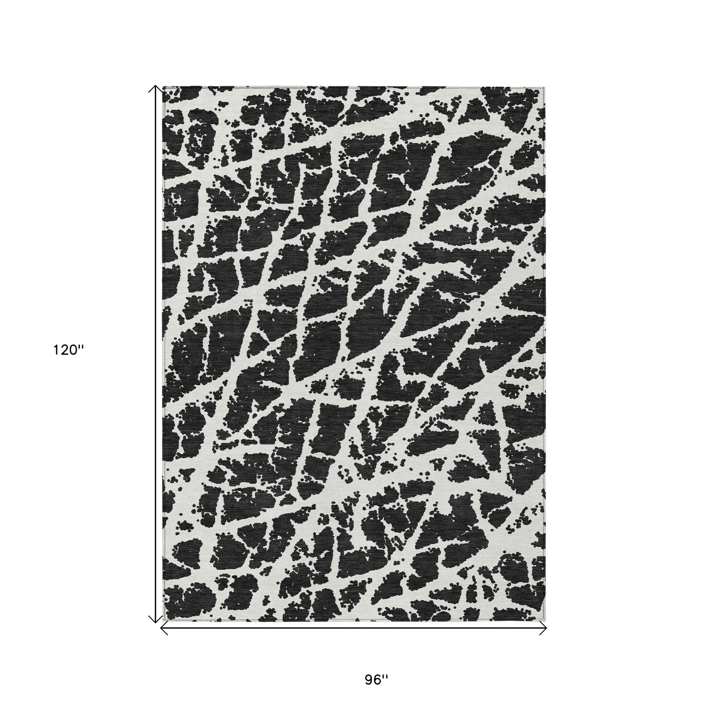 8' X 10' Black and White Abstract Washable Non Skid Indoor Outdoor Area Rug - 0" (L) x 120" (W) x 96" (H)