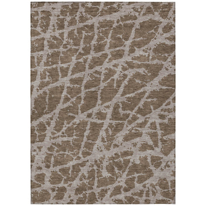 8' X 10' Brown Abstract Washable Non Skid Indoor Outdoor Area Rug - 0" (L) x 120" (W) x 96" (H)