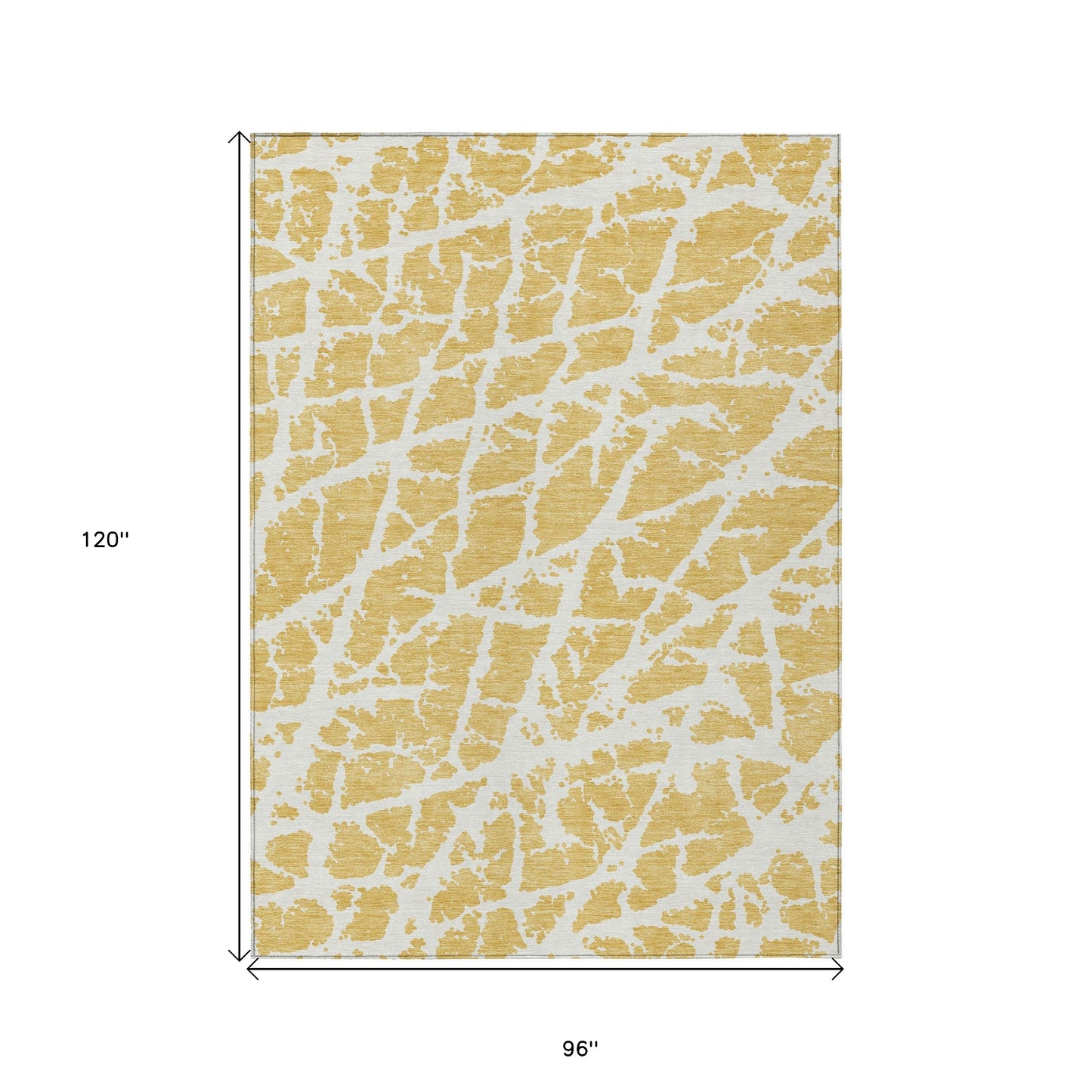 8' X 10' Gold and White Abstract Washable Non Skid Indoor Outdoor Area Rug - 0" (L) x 120" (W) x 96" (H)