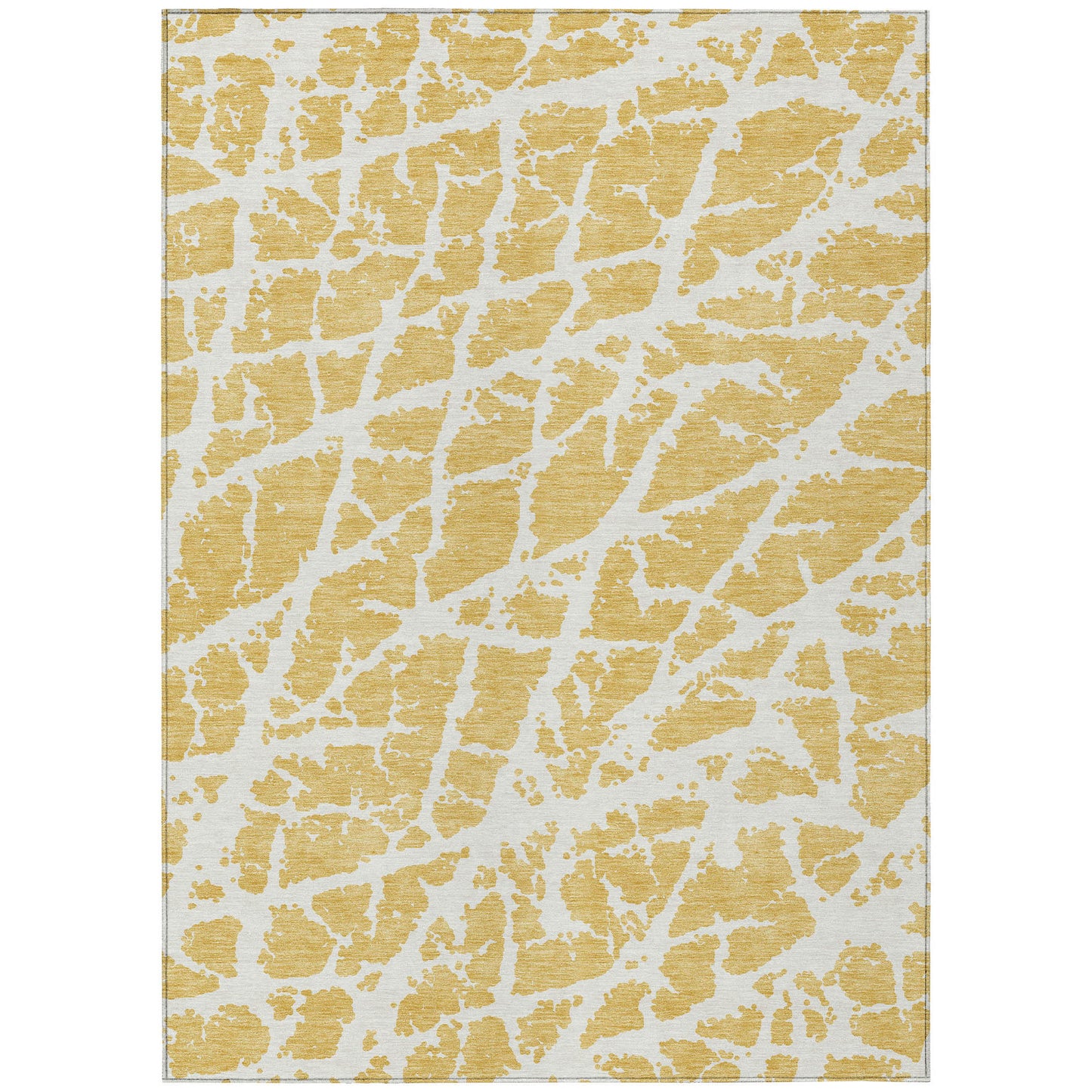 9' X 12' Gold and White Abstract Washable Non Skid Indoor Outdoor Area Rug - 0" (L) x 144" (W) x 108" (H)