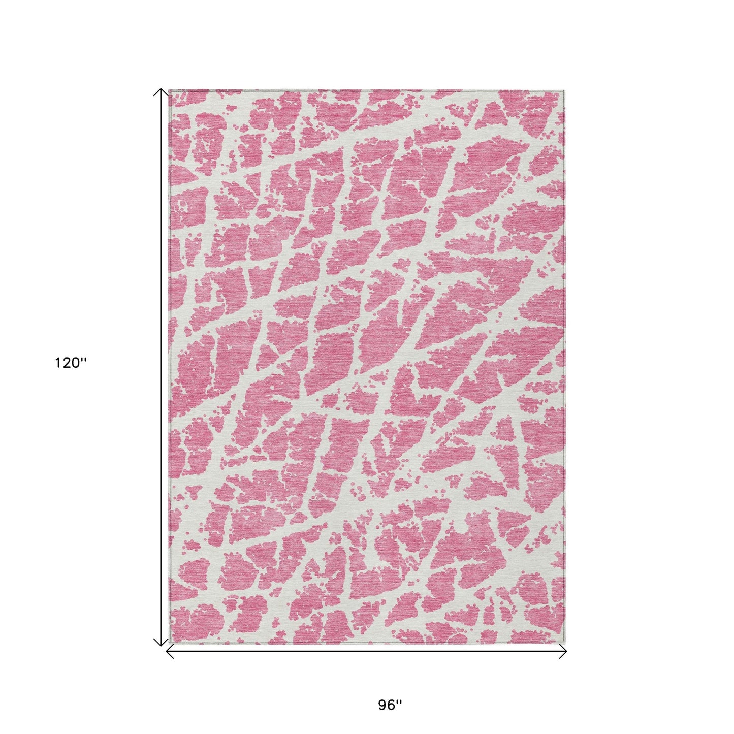 8' X 10' Pink and Ivory Abstract Washable Non Skid Indoor Outdoor Area Rug - 0" (L) x 120" (W) x 96" (H)