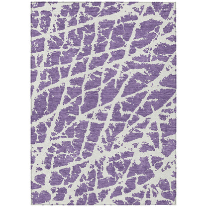 8' X 10' Purple and White Abstract Washable Non Skid Indoor Outdoor Area Rug - 0" (L) x 120" (W) x 96" (H)