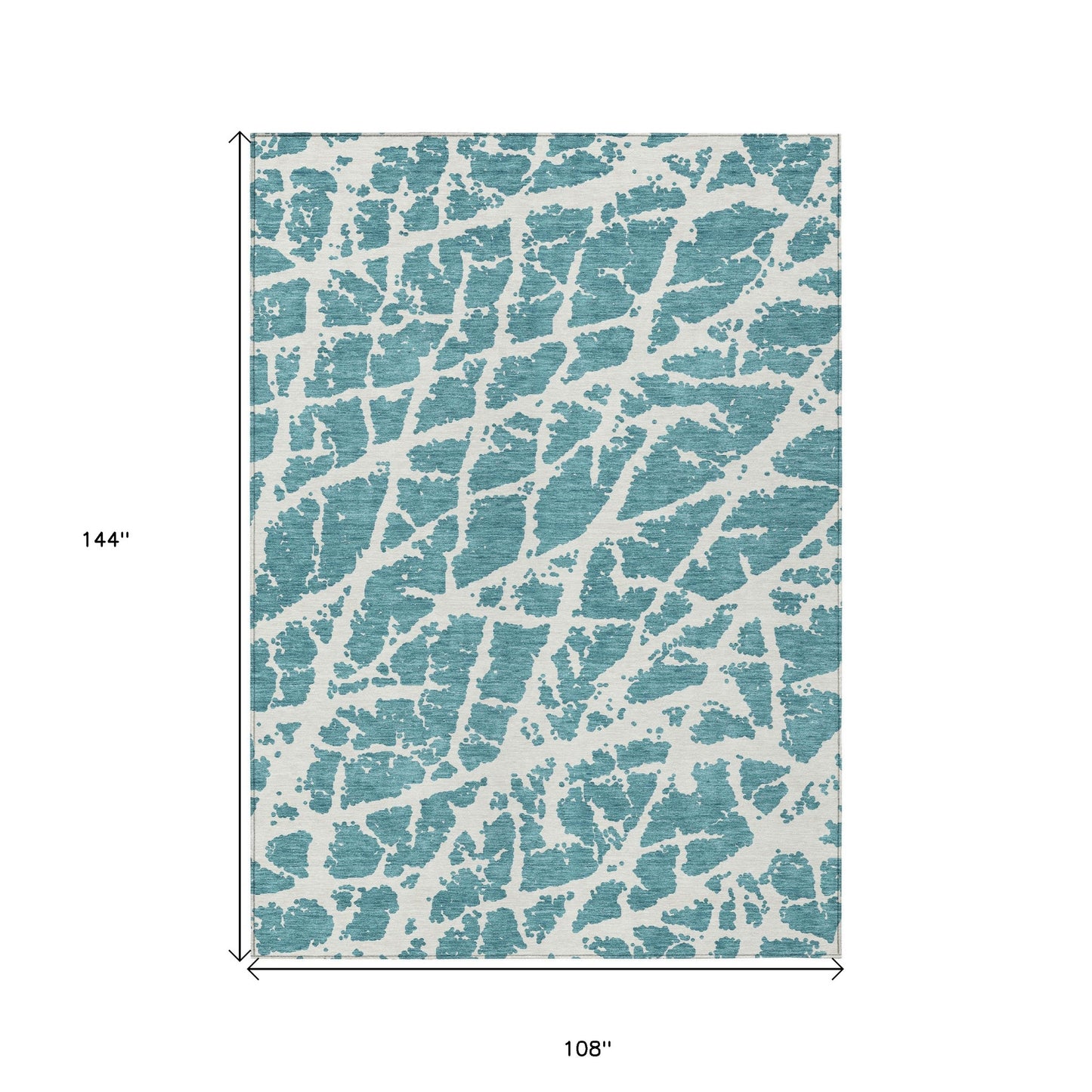 9' X 12' Teal Abstract Washable Non Skid Indoor Outdoor Area Rug - 0" (L) x 144" (W) x 108" (H)