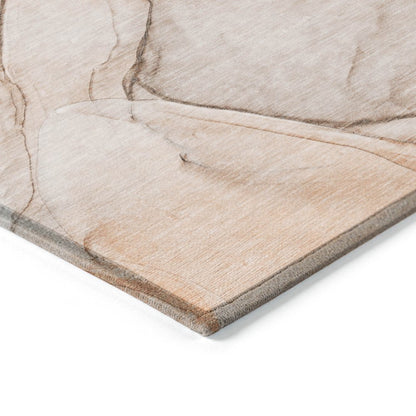 3' X 8' Beige and Orange Abstract Washable Non Skid Indoor Outdoor Runner Rug HomeRoots