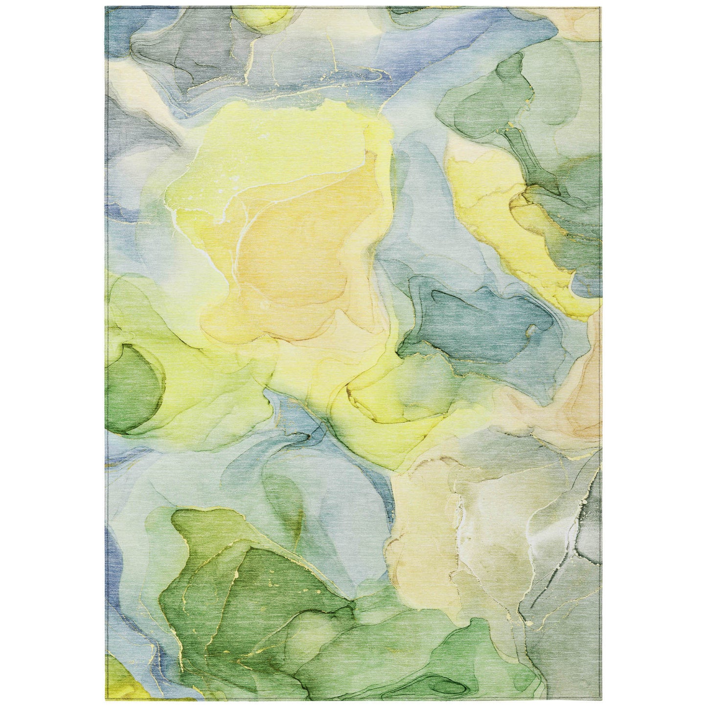 8' X 10' Yellow Abstract Washable Non Skid Indoor Outdoor Area Rug