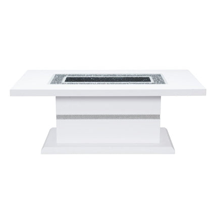 52" White Wood And Faux Crystal Pedestal Coffee Table HomeRoots