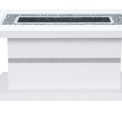 52" White Wood And Faux Crystal Pedestal Coffee Table
