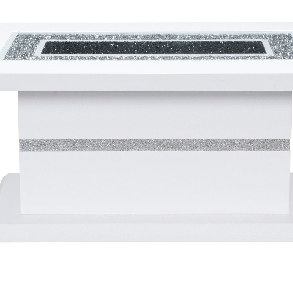 52" White Wood And Faux Crystal Pedestal Coffee Table HomeRoots