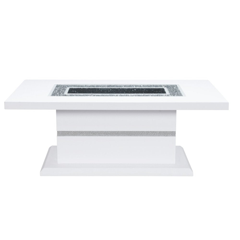52" White Wood And Faux Crystal Pedestal Coffee Table HomeRoots