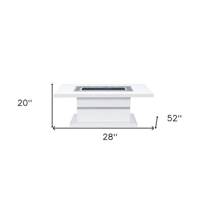 52" White Wood And Faux Crystal Pedestal Coffee Table HomeRoots