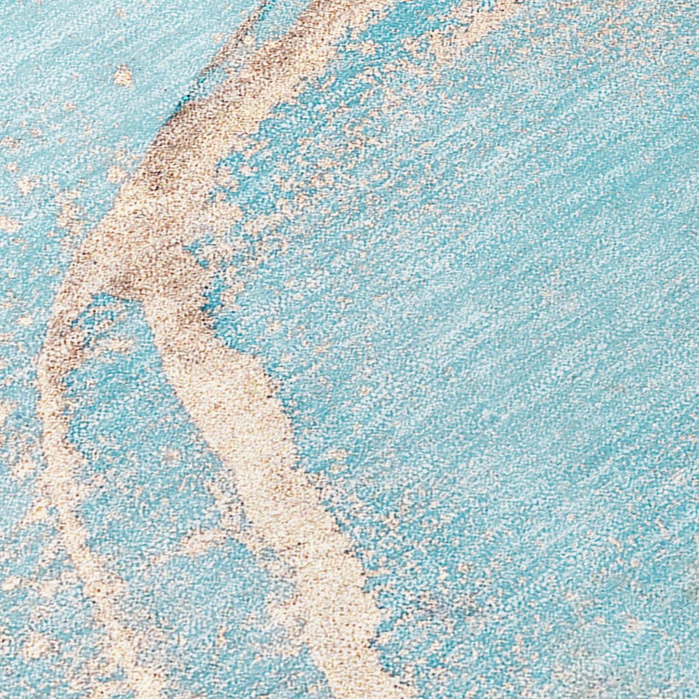 8' X 8' Teal Round Abstract Washable Indoor Outdoor Area Rug HomeRoots