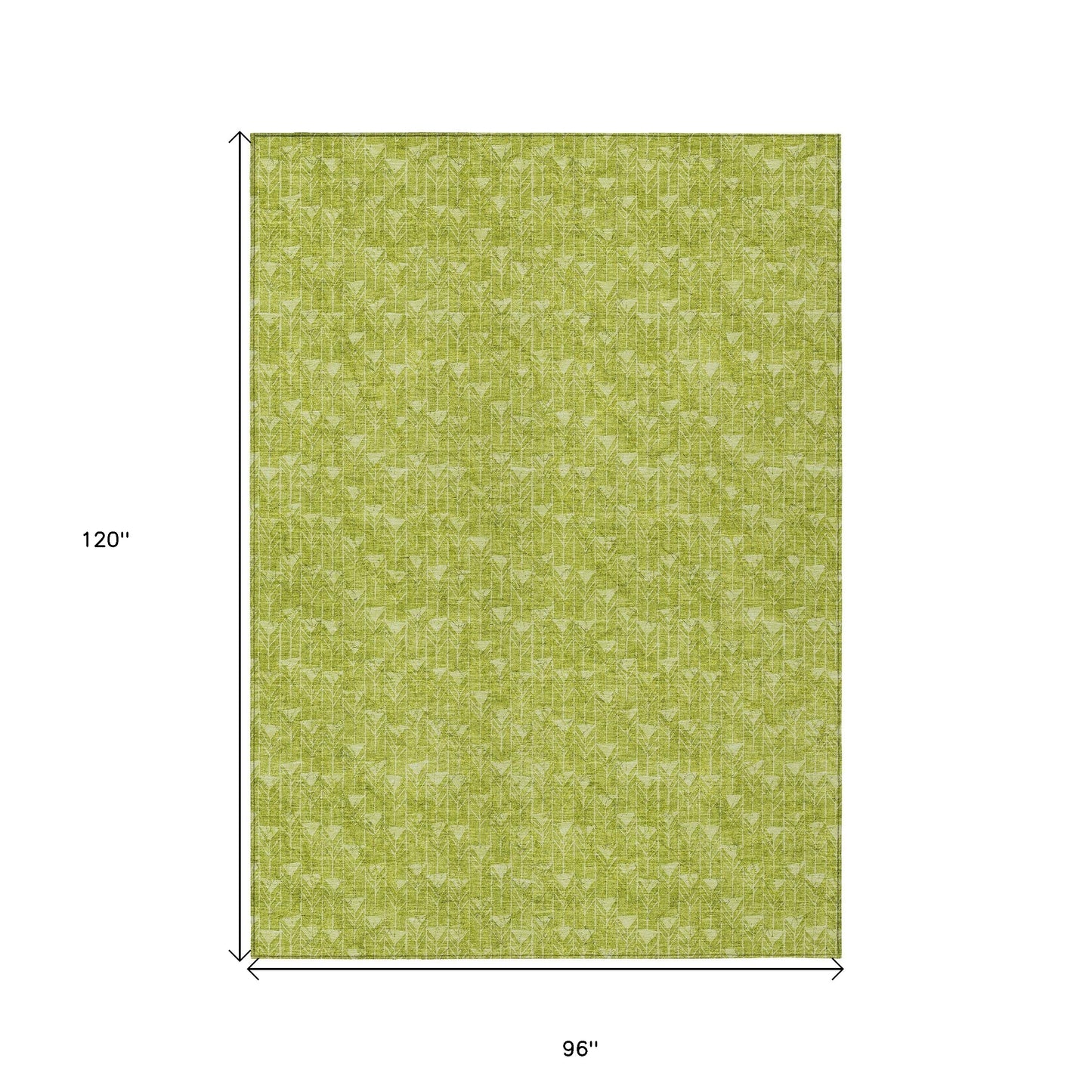 8' X 10' Moss Green Geometric Washable Non Skid Indoor Outdoor Area Rug