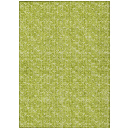 8' X 10' Moss Green Geometric Washable Non Skid Indoor Outdoor Area Rug