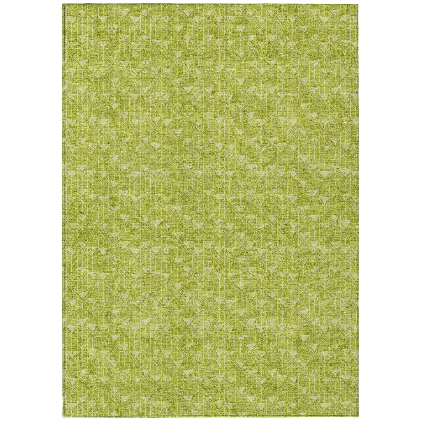 9' X 12' Moss Green Geometric Washable Non Skid Indoor Outdoor Area Rug