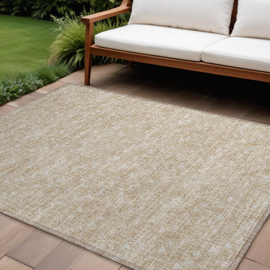 8' X 10' Tan Geometric Washable Non Skid Indoor Outdoor Area Rug