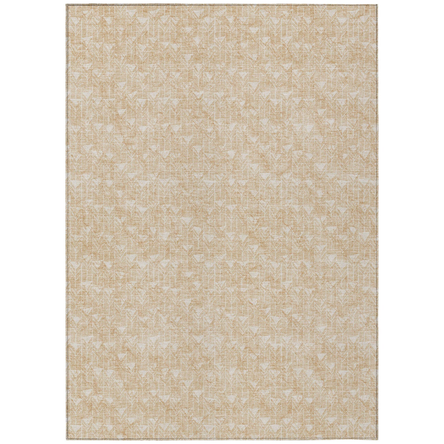 8' X 10' Tan Geometric Washable Non Skid Indoor Outdoor Area Rug