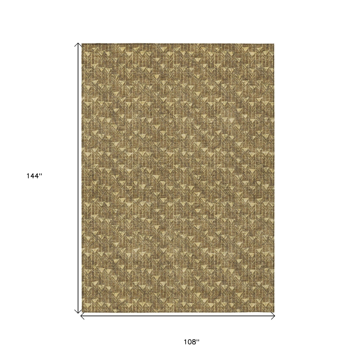 9' X 12' Brown Geometric Washable Non Skid Indoor Outdoor Area Rug