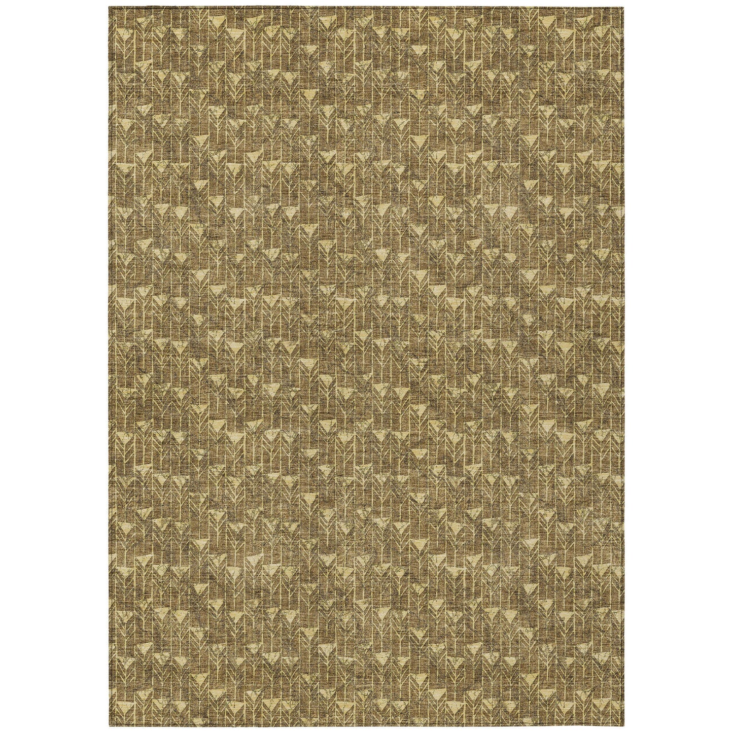 9' X 12' Brown Geometric Washable Non Skid Indoor Outdoor Area Rug