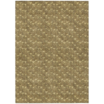 9' X 12' Brown Geometric Washable Non Skid Indoor Outdoor Area Rug