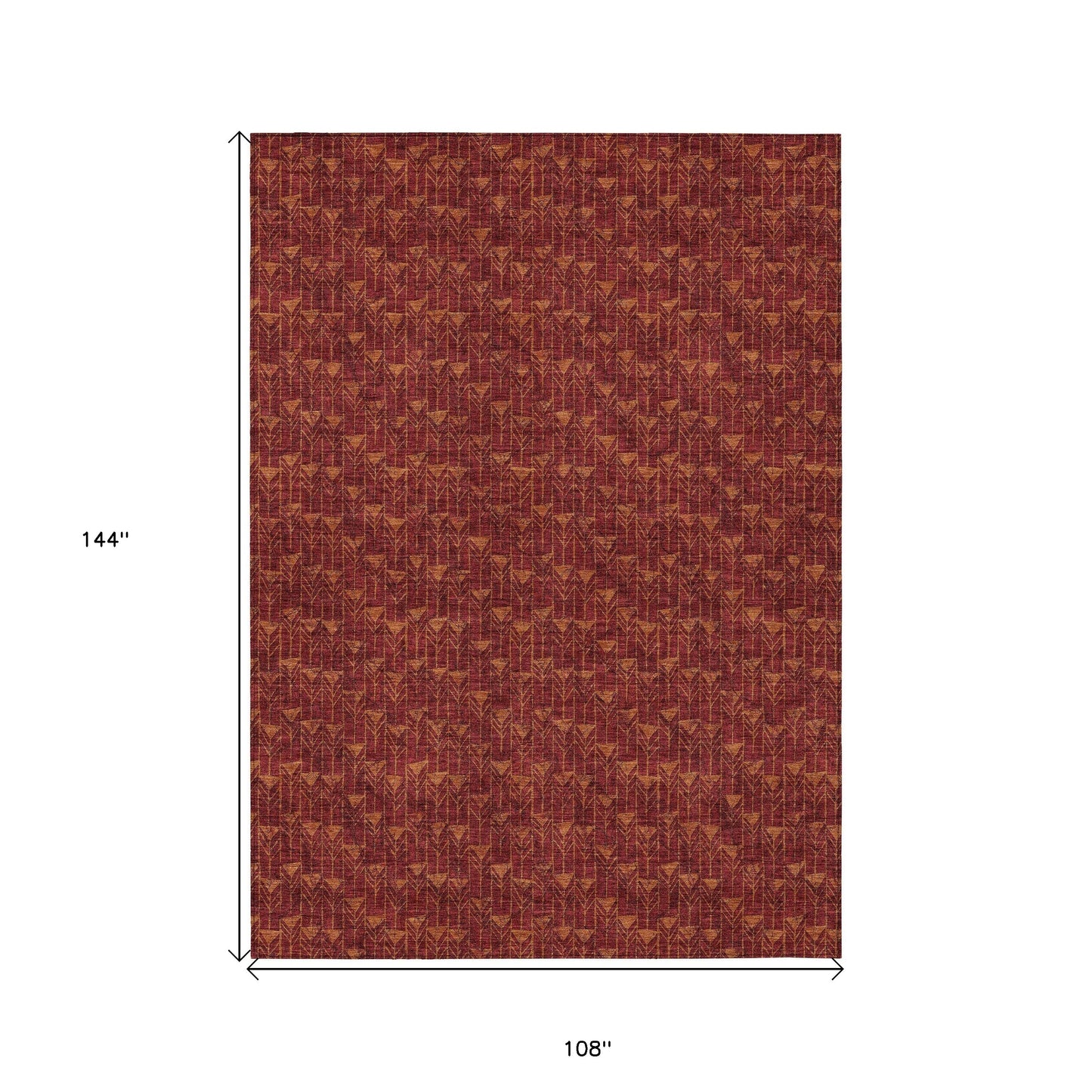 9' X 12' Burgundy Geometric Washable Non Skid Indoor Outdoor Area Rug