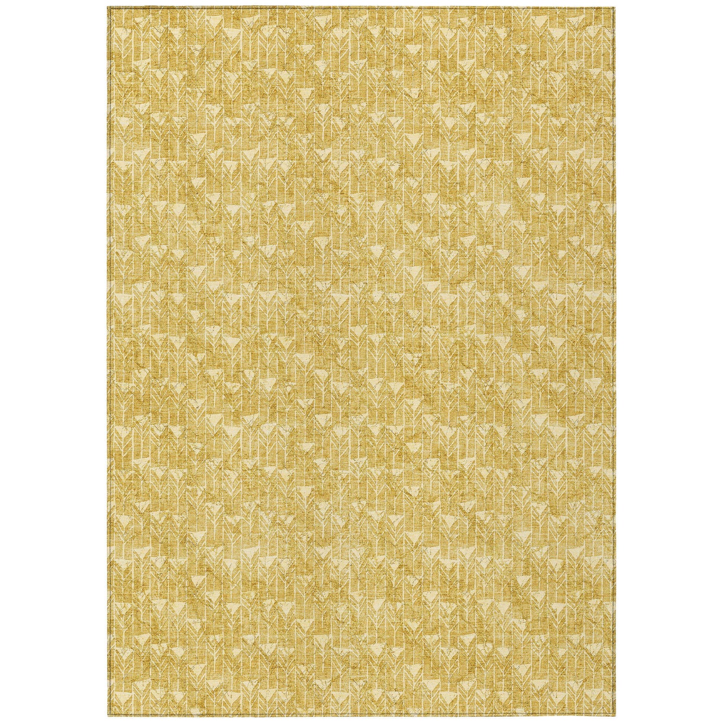 8' X 10' Gold Geometric Washable Non Skid Indoor Outdoor Area Rug