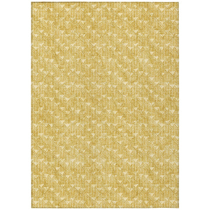 8' X 10' Gold Geometric Washable Non Skid Indoor Outdoor Area Rug