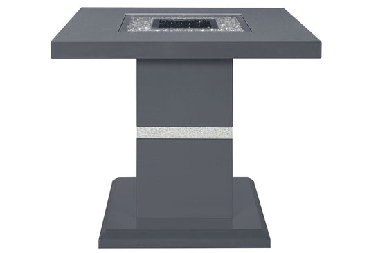 24" Dark Gray and Silver Faux Crystals Glass and Wood Square Pedestal End Table HomeRoots