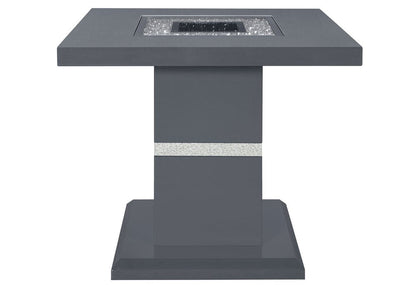 24" Dark Gray and Silver Faux Crystals Glass and Wood Square Pedestal End Table HomeRoots
