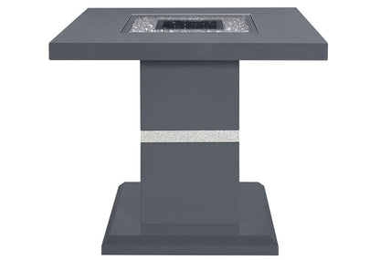 24" Dark Gray and Silver Faux Crystals Glass and Wood Square Pedestal End Table HomeRoots