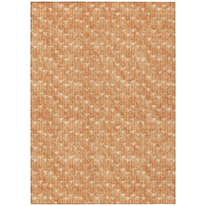 9' X 12' Bronze Geometric Washable Non Skid Indoor Outdoor Area Rug